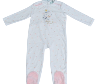Mes petits cailloux - Grenouillère en velours blanc et rose