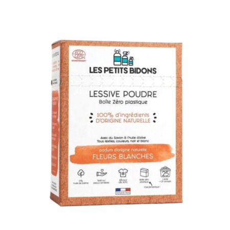 Petits bidons - Lessive en poudre Fleurs blanches