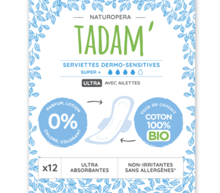 Serviettes Ultra Coton Bio + 4gttes -12 unités