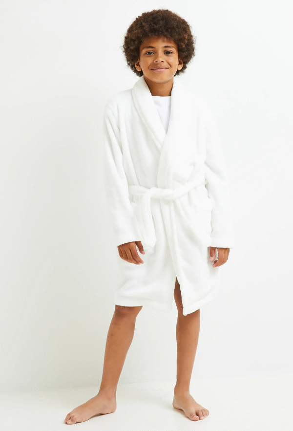 La petite étoile - Peignoir en velours à capuche (Blanc)