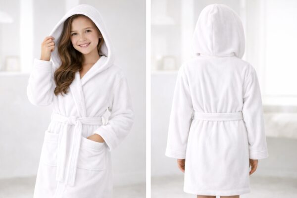 La petite étoile - Peignoir en velours à capuche (Blanc)