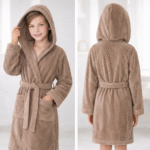 La petite étoile - Peignoir en velours à capuche (Taupe)