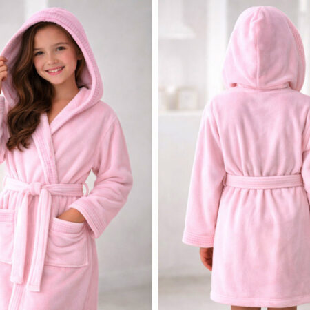 La petite étoile - Peignoir en velours à capuche (rose)